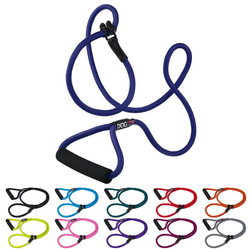 Nylon slip lead for dogs with padded handle, navy blue and 10 other color options, round design