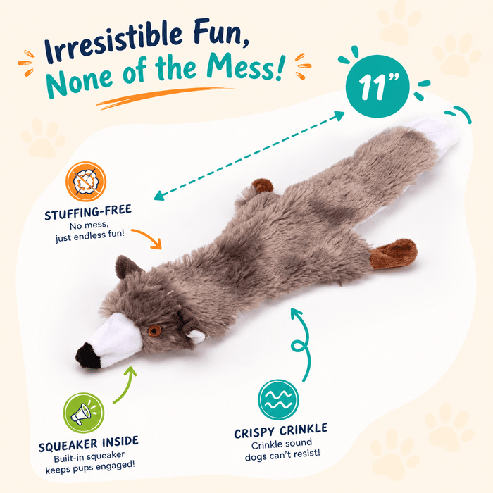 Crinkle Critters Stuffing-Free Dog Toy with Squeaker
