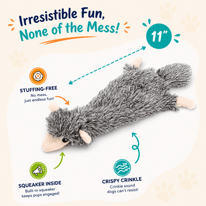 Crinkle Critters Stuffing-Free Dog Toy with Squeaker