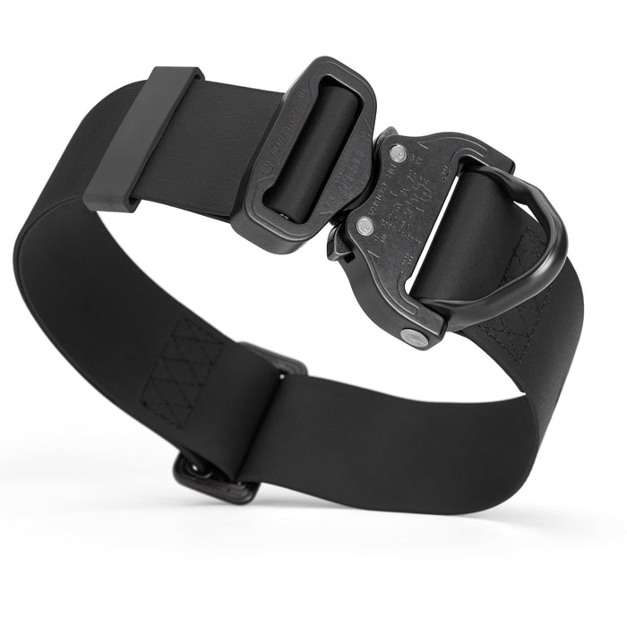Black Biothane collar for dogs with tactical Cobra buckle, waterproof, adjustable