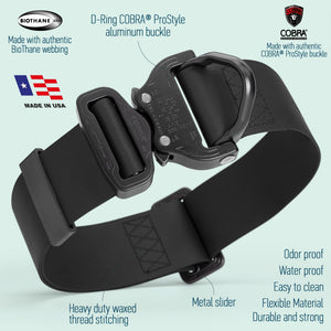 Viper BioThane Tactical Dog Collar with Cobra Buckle, 1.75" Wide