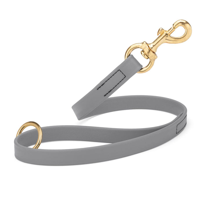 Battleship Gray Biothane traffic leash for dogs with brass hardware, 20 inches long
