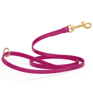Magenta Pink dog leash made from waterproof Biothane, brass hardware, 1/2 inch wide 