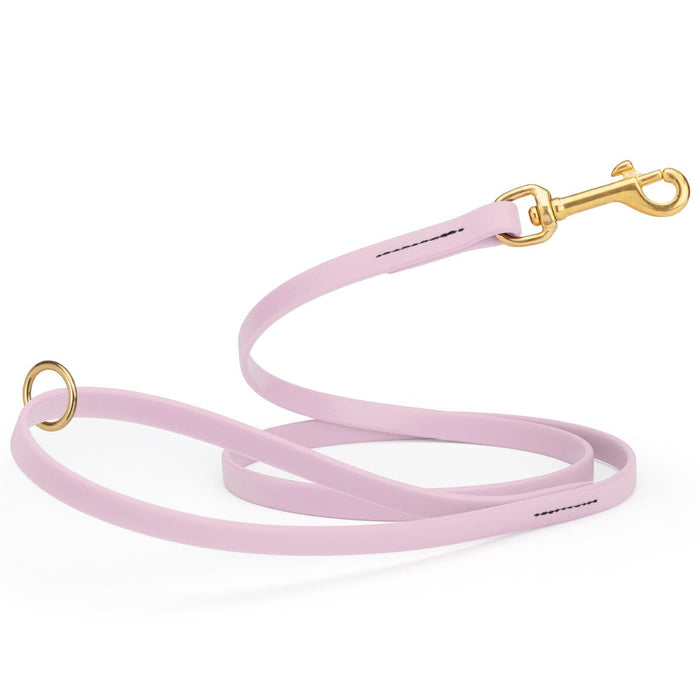 Pastel Purple dog leash made from waterproof Biothane, brass hardware, 1/2 inch wide 