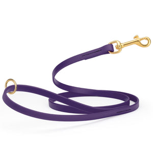 Violet Purple dog leash made from waterproof Biothane, brass hardware, 1/2 inch wide 