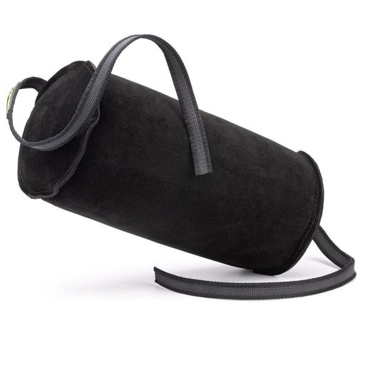 Leather bite pillow for dogs with two handles, cylinder roll shape