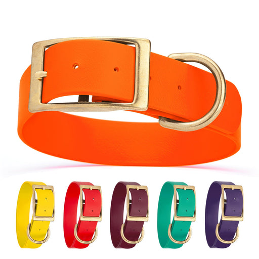 Viper Biothane Waterproof Dog Collar - Brass Hardware - Wide - Size L (16" - 20")