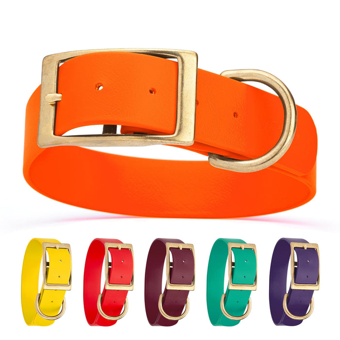 Viper Biothane Waterproof Dog Collar - Brass Hardware - Wide - Size L (16" - 20")