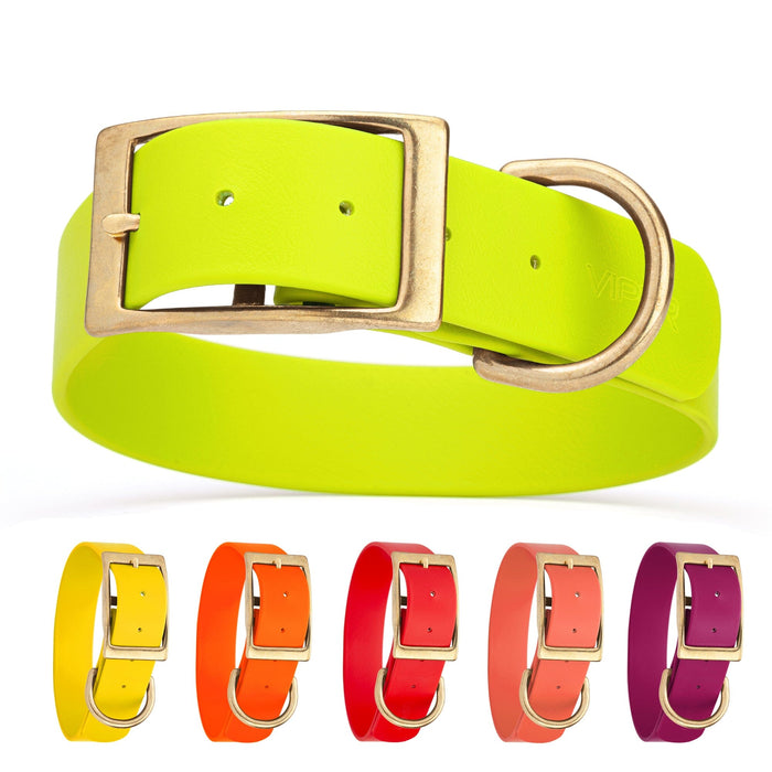 Viper Biothane Waterproof Dog Collar - Brass Hardware - 1.5in Wide - Size XL (20" - 24")