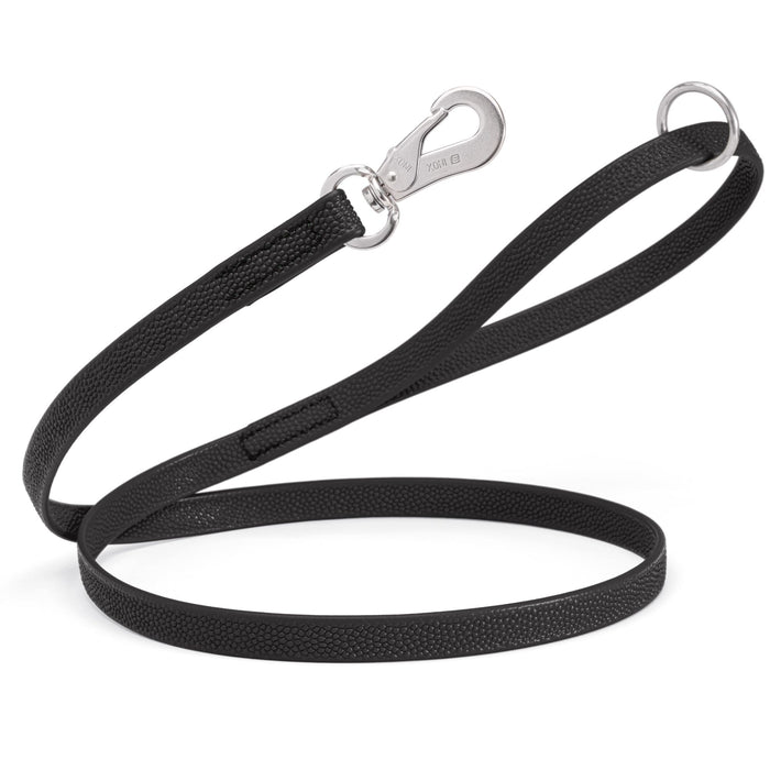 Pebble Grip Biothane dog leash with stainless steel hook and O-ring, 4ft or 6 ft, Black