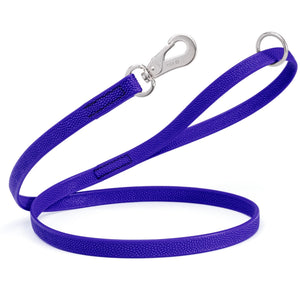 Pebble Grip Biothane dog leash with stainless steel hook and O-ring, 4ft or 6 ft, Blueberry Royal