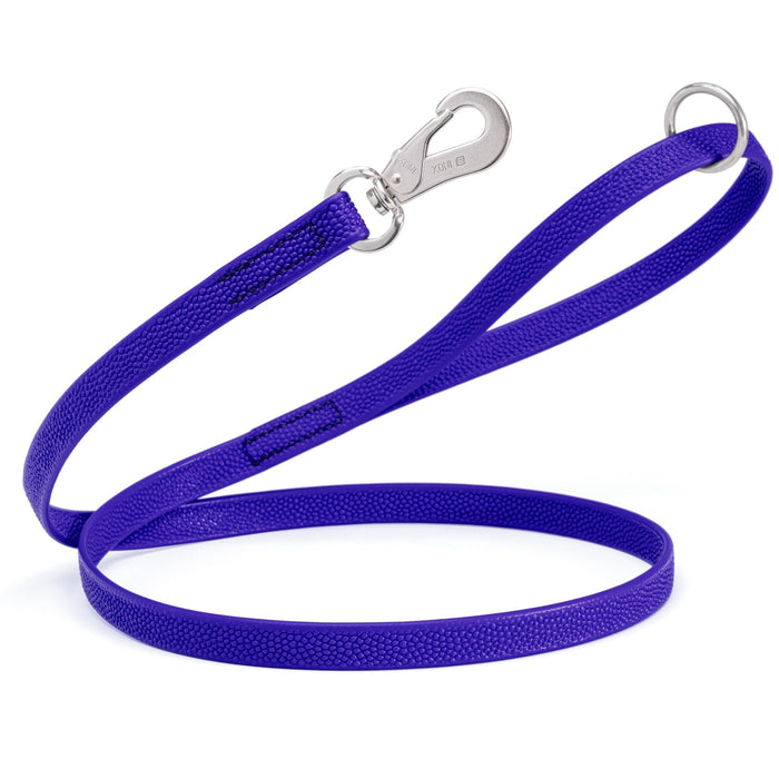 Pebble Grip Biothane dog leash with stainless steel hook and O-ring, 4ft or 6 ft, Blueberry Royal