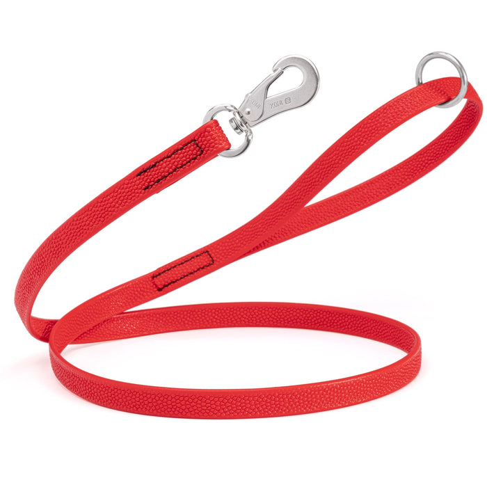 Pebble Grip Biothane dog leash with stainless steel hook and O-ring, 4ft or 6 ft, Cherry Red