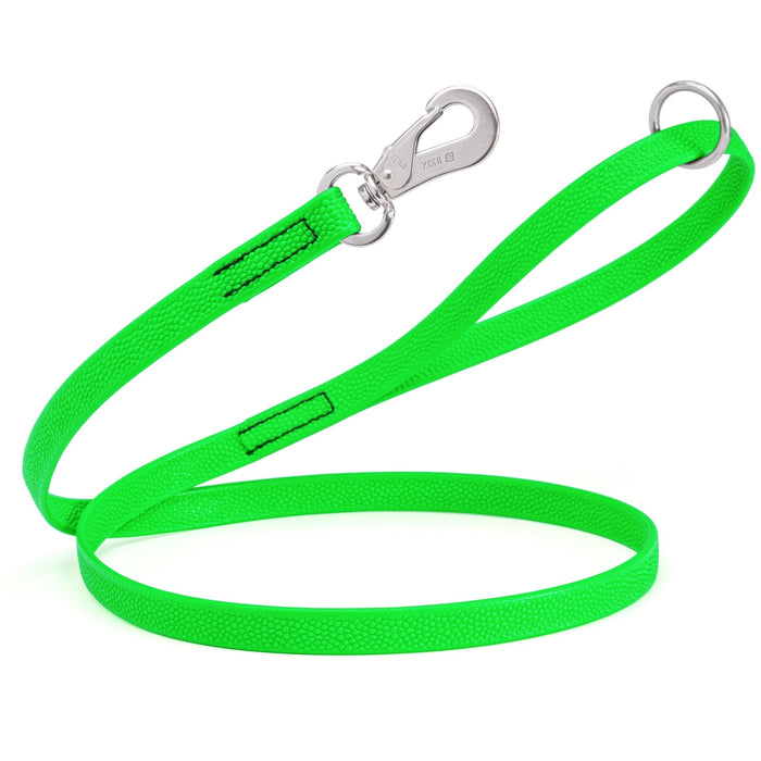 Pebble Grip Biothane dog leash with stainless steel hook and O-ring, 4ft or 6 ft, Tropical Green
