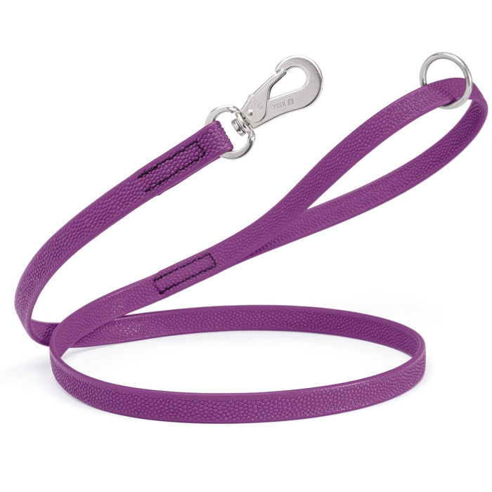 Pebble Grip Biothane dog leash with stainless steel hook and O-ring, 4ft or 6 ft, Grape purple