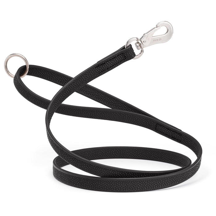 Black Biothane dog leash with pebble textured coating, Sprenger hook and O-ring, long line 10ft, 15ft, 20ft, or 33ft