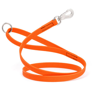 Hunter Orange Biothane dog leash with pebble textured coating, Sprenger hook and O-ring, long line 10ft, 15ft, 20ft, or 33ft