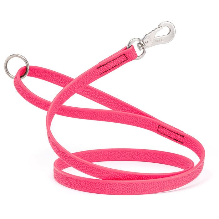 Hot Pink Biothane dog leash with pebble textured coating, Sprenger hook and O-ring, long line 10ft, 15ft, 20ft, or 33ft
