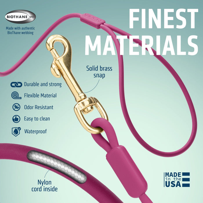 Viper Round Biothane Dog Lead with Brass Hardware