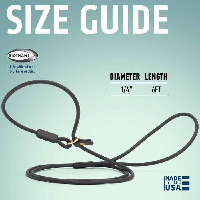 Viper Round Biothane Slip Lead with Brass Hardware