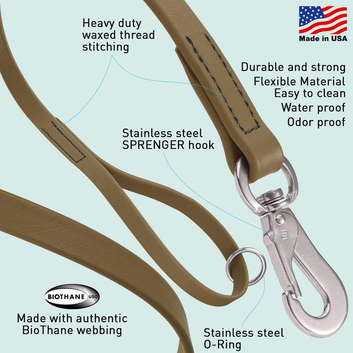 Viper Biothane Dog Leash with SPRENGER Stainless Steel Hook – 4 FT, 6 FT