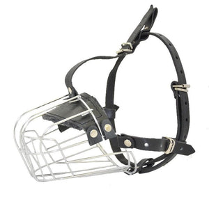 Metal wire basket dog muzzle with padded snout