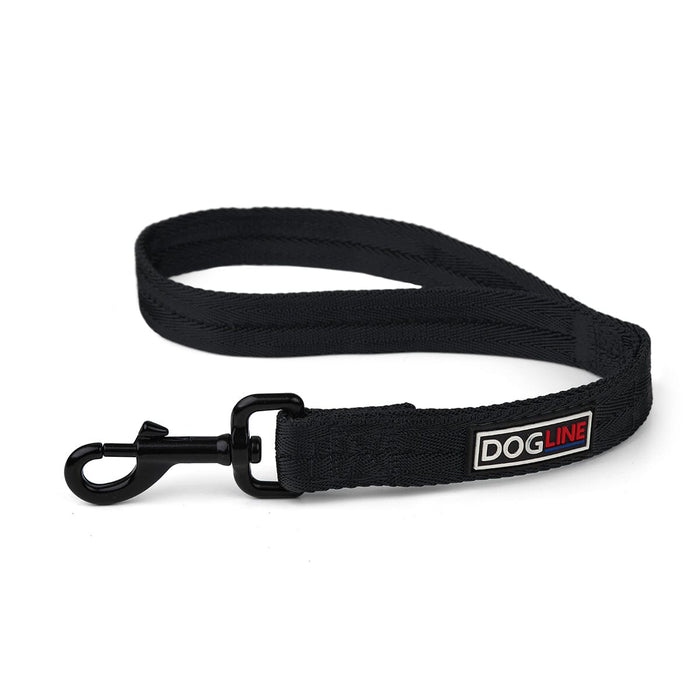 Black nylon traffic lead for dogs with black swivel snap, 18in long