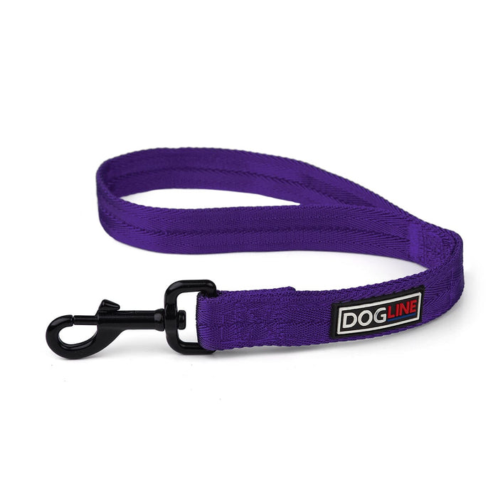 Purple nylon traffic lead for dogs with black swivel snap, 18in long