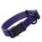 Violet Purple dog collar with black quick release buckle and metal D-ring, adjustable, 3/4- or 1-inch wide, made from waterproof Biothane