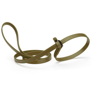 Olive drab green slip lead for dogs, made from waterproof Biothane, 5/8 inches wide