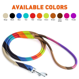 Rolled leather leash for dogs with metal clip, 11 colors available, 3ft, 4ft and 6ft long