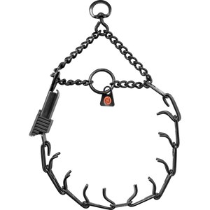 Herm Sprenger - ULTRA-PLUS Training Collar with Center-Plate, Assembly Chain, and ClicLock - Black Stainless Steel