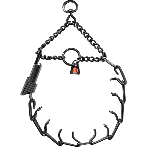 Herm Sprenger - ULTRA-PLUS Training Collar with Center-Plate, Assembly Chain, and ClicLock - Black Stainless Steel