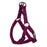Burgundy nylon dog harness with quick release buckle and metal rings, flat step-in design