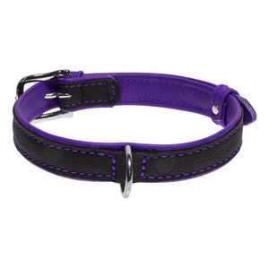 Soft Leather Dual-Color Flat Dog Collar