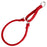 Red martingale dog collar with metal rings, round design, made from microfiber