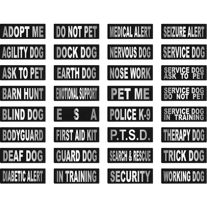 Velcro patches Tags for Dog Harness Vest SERVICE DOG THERAPY POLICE IN  TRAINING SEARCH & RESCUE SECURITY DO NOT PET EMOTIONAL SUPPORT