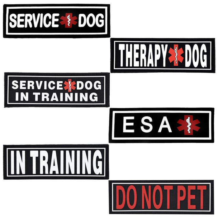 Dogline Service Dog Patch for Harness and Vest Removable 3D Rubber Patches Hook Backing for Small or Large Working Dogs