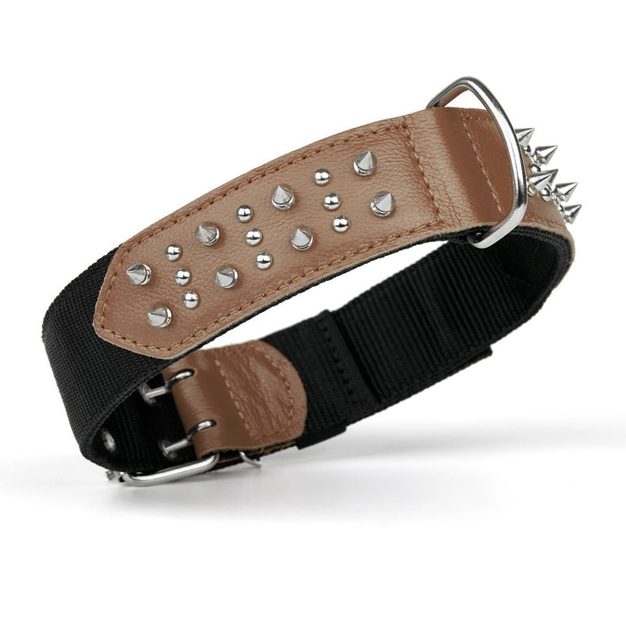 Leather + Nylon Spike Collar — Dogline